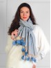 Cashmere Feeling Zig Zag & Flower Scarf with Fringes
